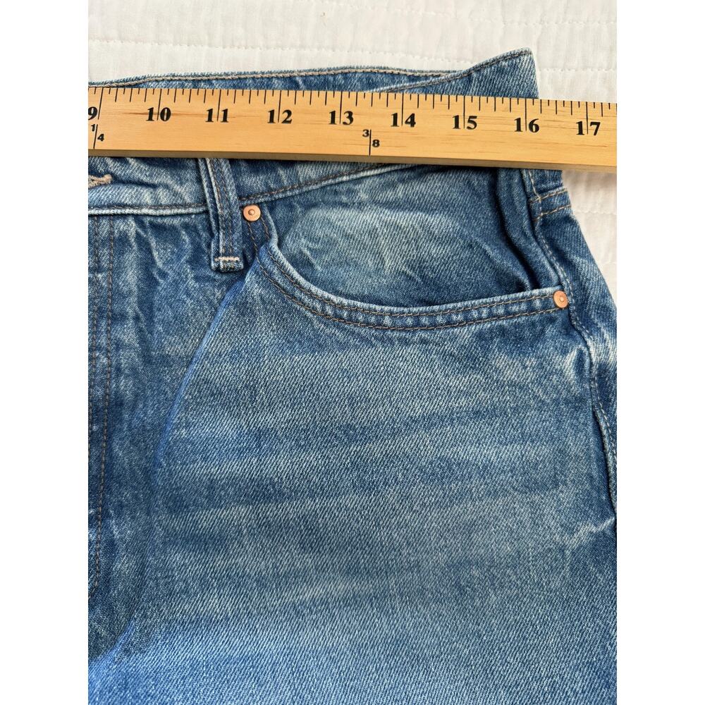 Mother Superior The Dodger Button Sneak Wide Leg Jeans Womens 29 Blue Denim - Picture 6 of 16